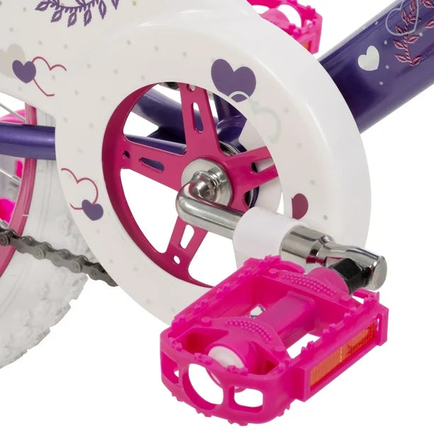 Huffy Sea Star 18-inch Girls’ Bike with Training Wheels, Purple, 4-8 years