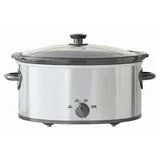 Mainstays 6 Quart Oval Slow Cooker, Stainless Steel Finish, Glass Lid, MS-202397CN, Removable stoneware pot