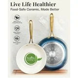 Gotham Steel Nonstick Cookware Set Pots and Pans Set with Utensils Cream Collection 15Pcs, cookware set