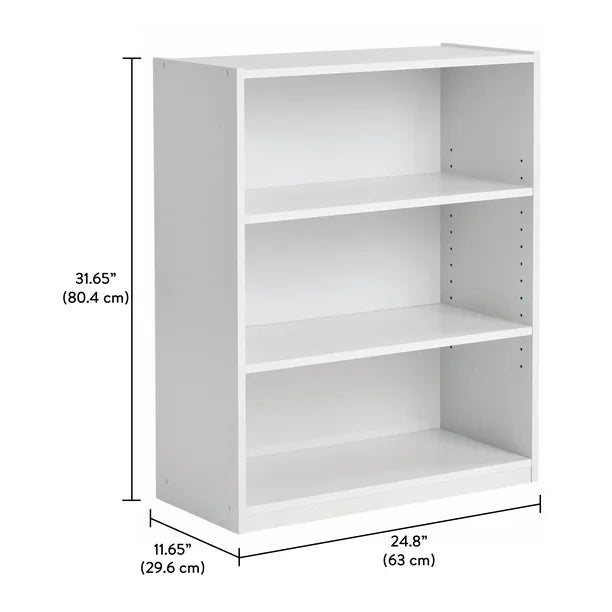 Mainstays 3-Shelf Bookcase with Adjustable Shelves, Birch