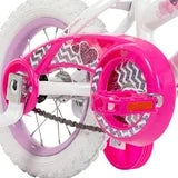 Huffy Sea Star 12-inch Girls’ Bike with Training Wheels, White/Pink, 3-5 years