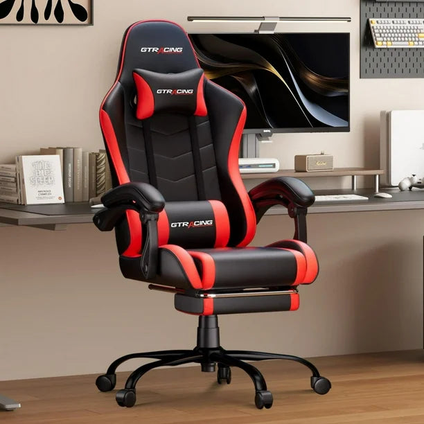 GTRACING GTWD-200 Ergonomic Gaming Chair with Adjustable Pillows and Footrest, Gaming chair with retractable footrest