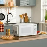 Mainstays 0.7 Cu ft Countertop Microwave Oven, 700 Watts， White, Child Safety Lock
