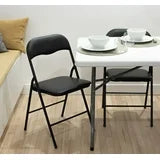 Enduro Black Padded Vinyl Folding Chair, 18 '' x 17.3'' x 30.7'', Padded folding chair