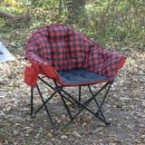 Ozark Trail Padded Club Chair, Lounger, Red Black, Adults, Polyester, padded camp lounger