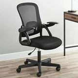 Mainstays Ergonomic Mesh Back Office Chair with Flip up arms, Black Fabric, 275lb, Mesh Back Office Chair