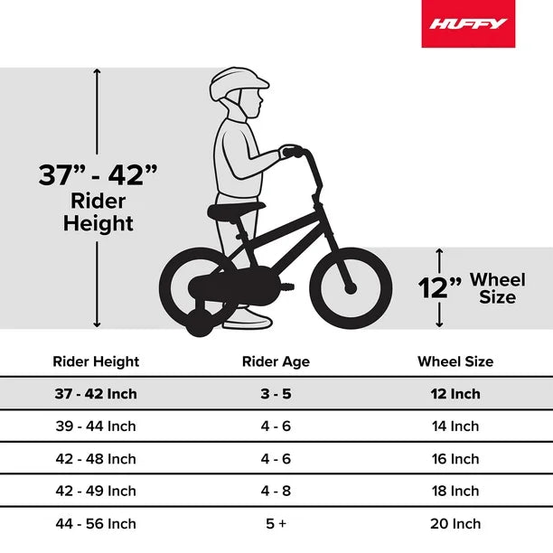 Huffy Sea Star 12-inch Girls’ Bike with Training Wheels, White/Pink, 3-5 years