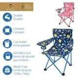 Ozark Trail Kids Folding Arm Chair, 125lb Weight Capacity, Blue, Polyester Fabric & Steel Frame, Camping Chair