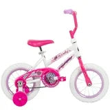 Huffy Sea Star 12-inch Girls’ Bike with Training Wheels, White/Pink, 3-5 years
