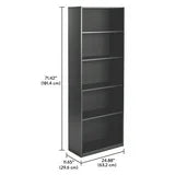 Mainstays 5-Shelf Bookcase with Adjustable Shelves, True Black Oak