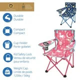 Ozark Trail Kids Arm Chair, 125lb Weight Capacity, Color Blue,Pink, Polyester Fabric & Steel Frame, Camping Chair
