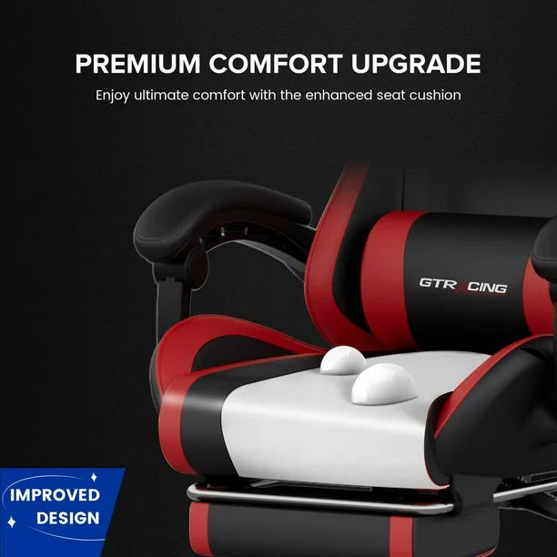 GTRACING GTWD-200 Ergonomic Gaming Chair with Adjustable Pillows and Footrest, Gaming chair with retractable footrest