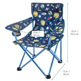 Ozark Trail Kids Folding Arm Chair, 125lb Weight Capacity, Blue, Polyester Fabric & Steel Frame, Camping Chair