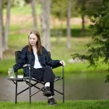 Ozark Trail Director Camping Chair, Green with Side Table for Outdoor, Adult, Camp Chair with Table