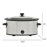 Mainstays 6 Quart Oval Slow Cooker, Stainless Steel Finish, Glass Lid, MS-202397CN, Removable stoneware pot
