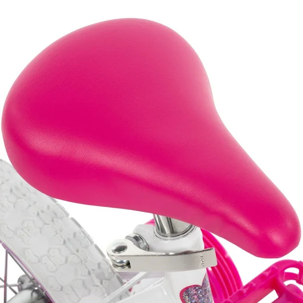 Huffy Sea Star 12-inch Girls’ Bike with Training Wheels, White/Pink, 3-5 years