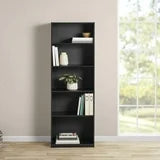 Mainstays 5-Shelf Bookcase with Adjustable Shelves, True Black Oak