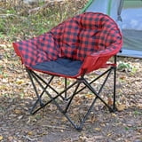 Ozark Trail Padded Club Chair, Lounger, Red Black, Adults, Polyester, padded camp lounger