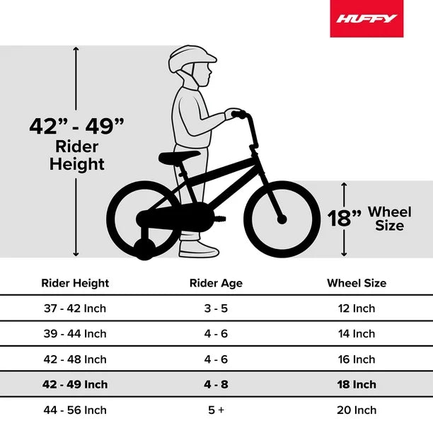 Huffy Sea Star 18-inch Girls’ Bike with Training Wheels, Purple, 4-8 years