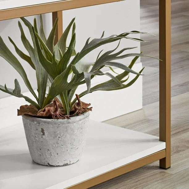 Mainstays 6-Shelf Metal Frame Bookcase, White/Gold, 6 shelves, 190 cm tall