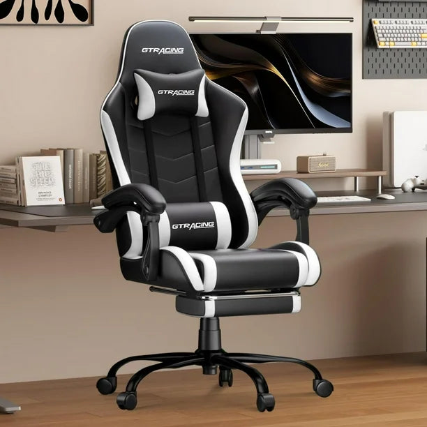 GTRACING GTWD-200 Ergonomic Gaming Chair with Adjustable Pillows and Footrest, Gaming chair with retractable footrest