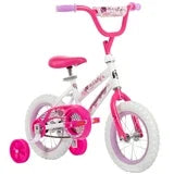 Huffy Sea Star 12-inch Girls’ Bike with Training Wheels, White/Pink, 3-5 years