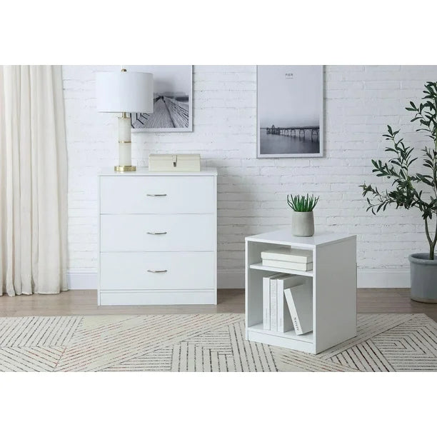 Mainstays Open Shelf Nightstand, White