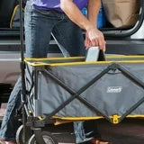 Coleman Camping Wagon, Heavy-Duty Collapsible Folding Wagon with Carry Bag, Grey with Yellow Accents, 5 cu. ft.